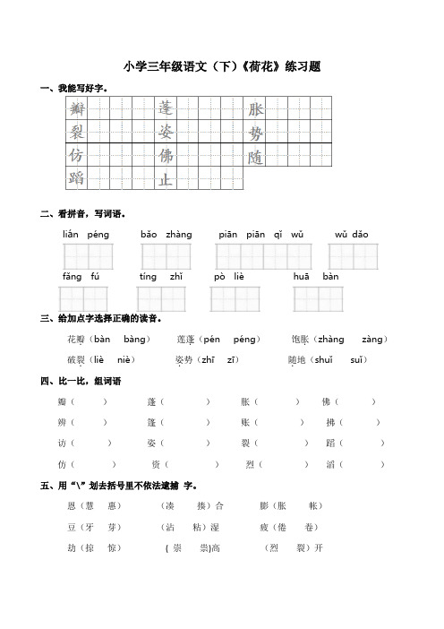 3《荷花》同步练习(Word版,含答案)