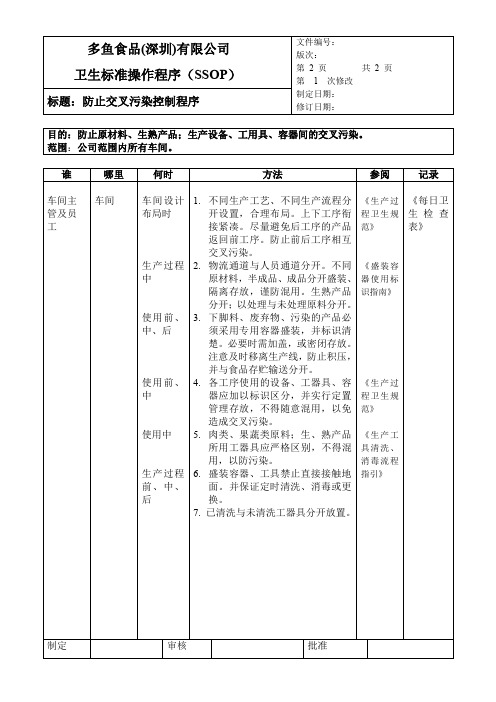 防止交叉污染控制程序