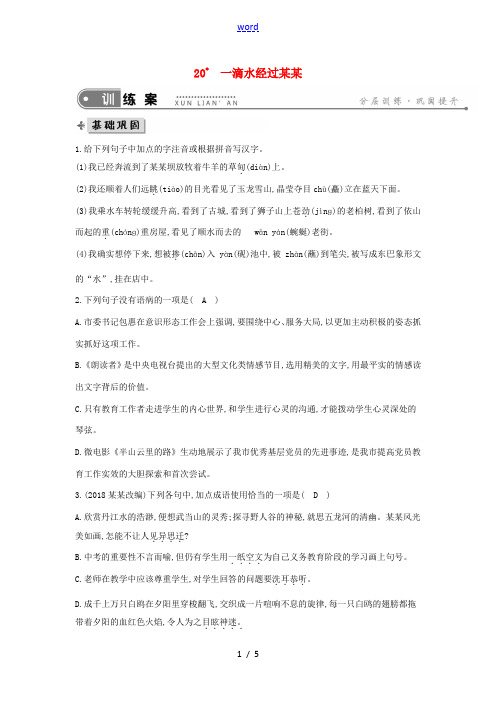 八年级语文下册 第五单元 20一滴水经过丽江练习 新人教版-新人教版初中八年级下册语文试题