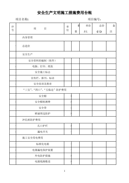 安全文明施工措施费台帐范本