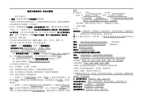 温度与温度计 熔化与凝固 知识点