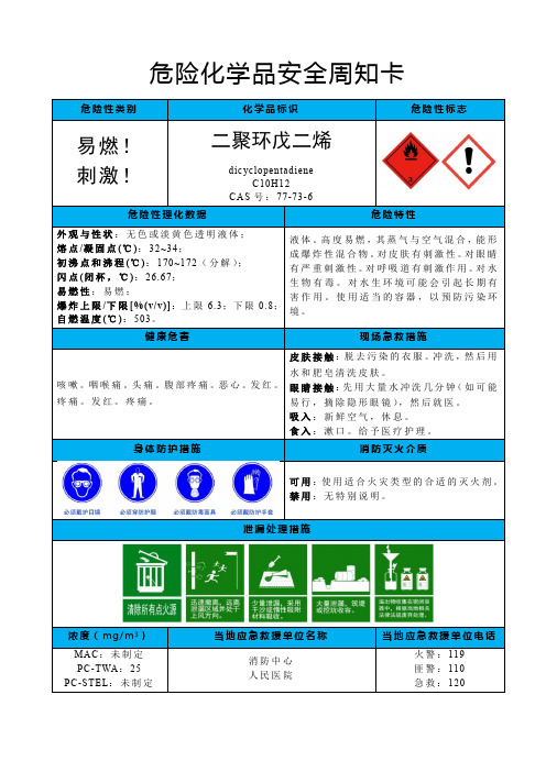 二聚环戊二烯-危险化学品安全周卡