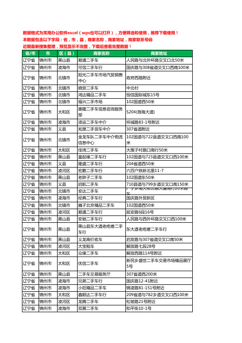 2020新版辽宁省锦州市二手车工商企业公司商家名录名单联系电话号码地址大全174家