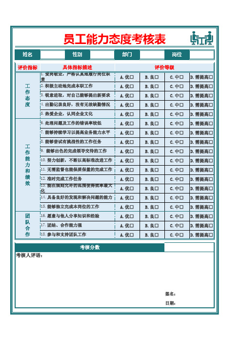 员工能力态度考核表