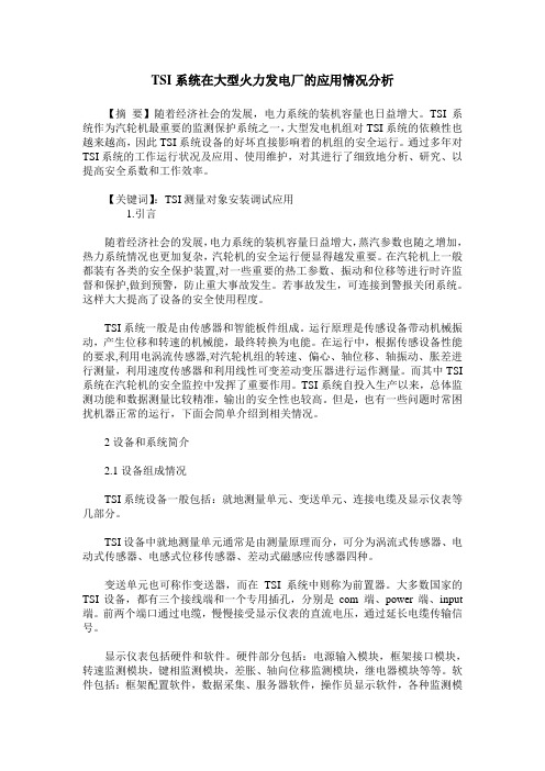 TSI系统在大型火力发电厂的应用情况分析