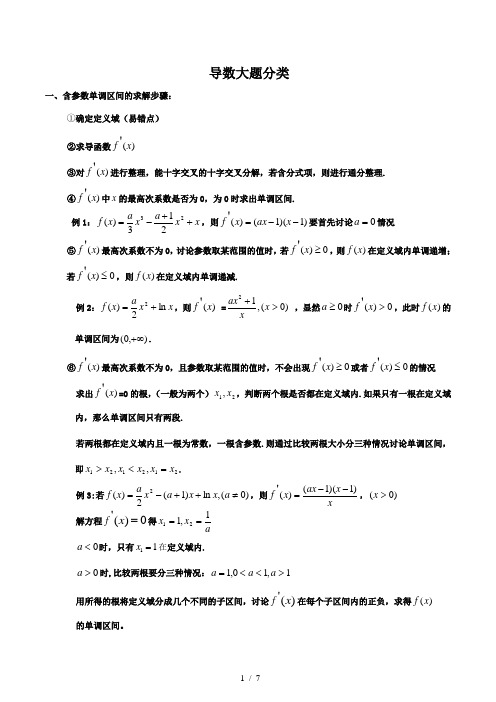 北京高考导数题分类