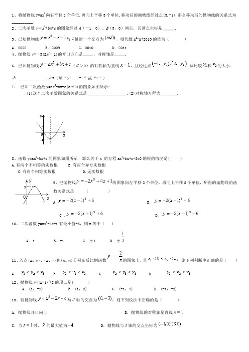 二次函数图像和性质的习题含答案.doc