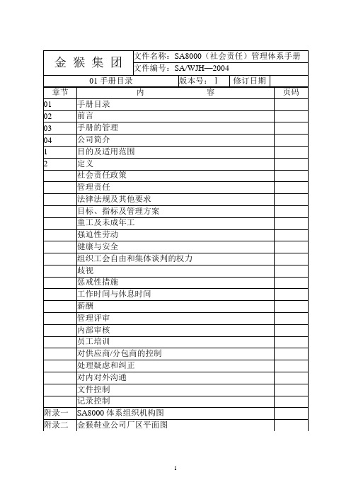 SA8000(社会责任)管理体系手册