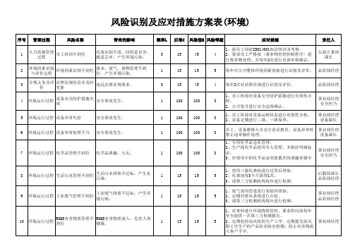 风险识别及应对措施方案表