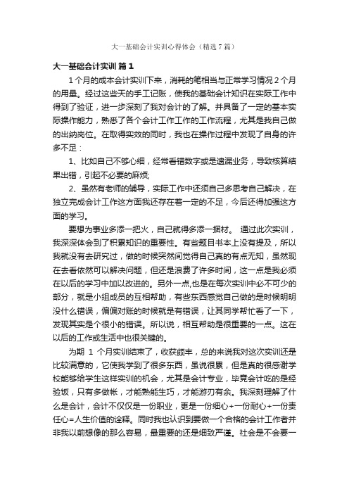 大一基础会计实训心得体会（精选7篇）