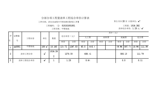 建筑工程分部分项工程计算表