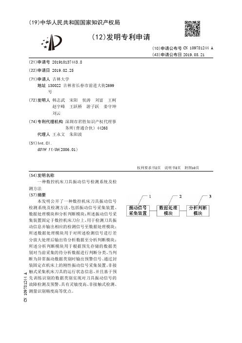 【CN109781244A】一种数控机床刀具振动信号检测系统及检测方法【专利】