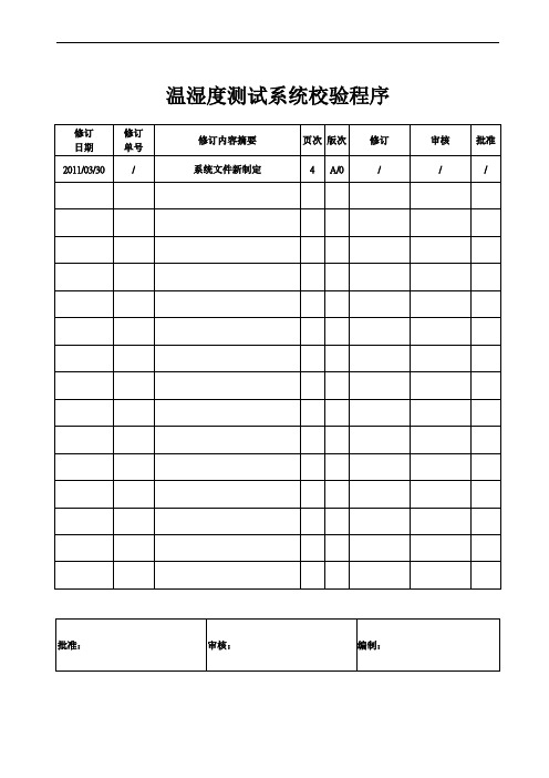 温湿度测试系统校验程序