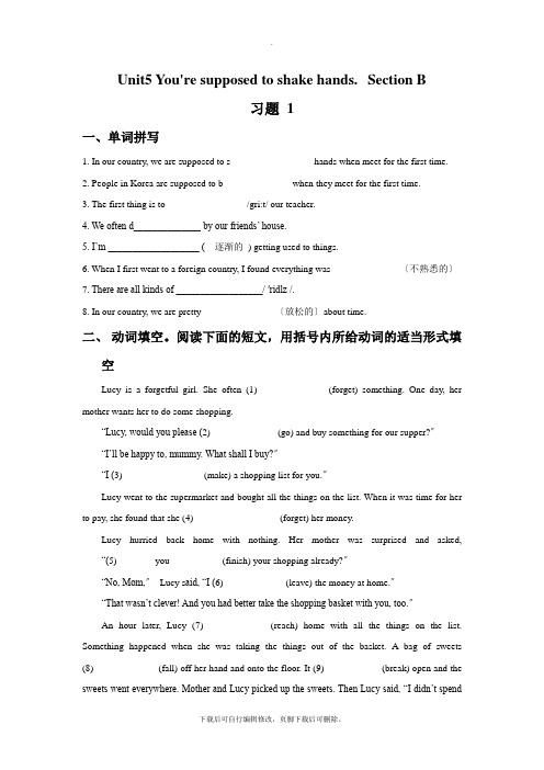 鲁教版五四制英语九年级全册Unit5 You're supposed to shake hands.