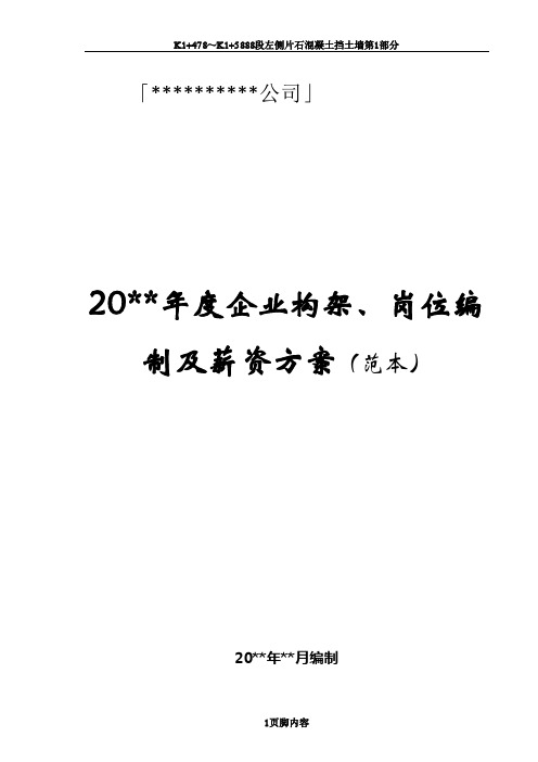 (公司组织架构、岗位编制及薪资方案)