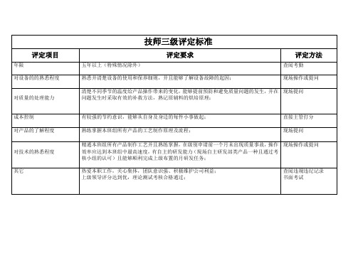 技师三级评定标准(通用版)