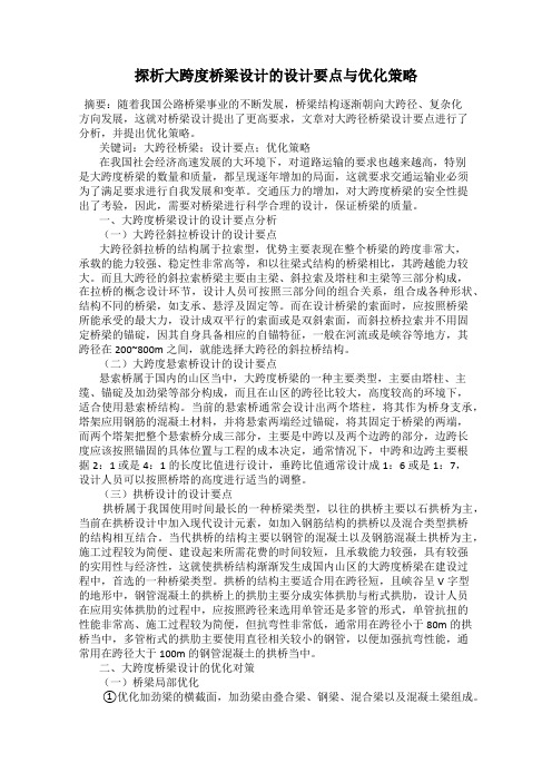 探析大跨度桥梁设计的设计要点与优化策略