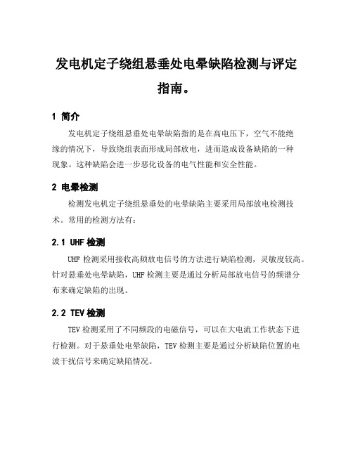 发电机定子绕组悬垂处电晕缺陷检测与评定指南。