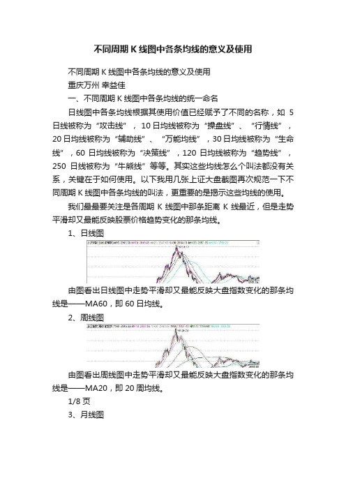 不同周期K线图中各条均线的意义及使用