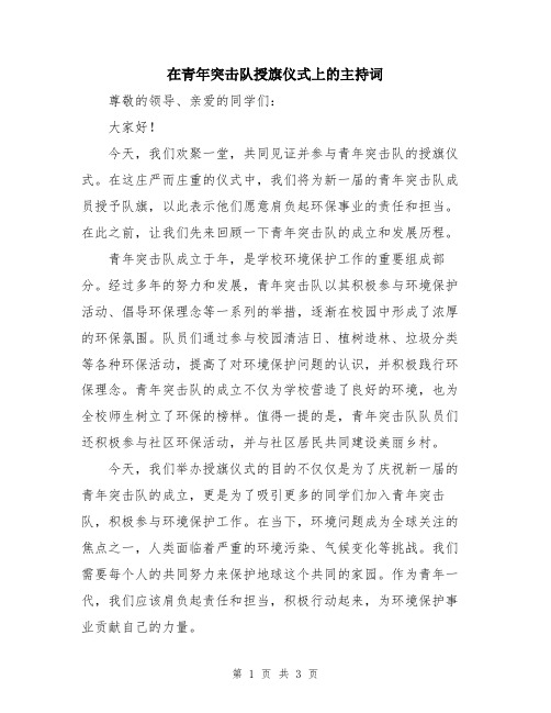 在青年突击队授旗仪式上的主持词