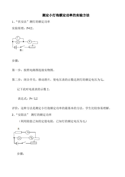 测定小灯泡额定功率的实验方法