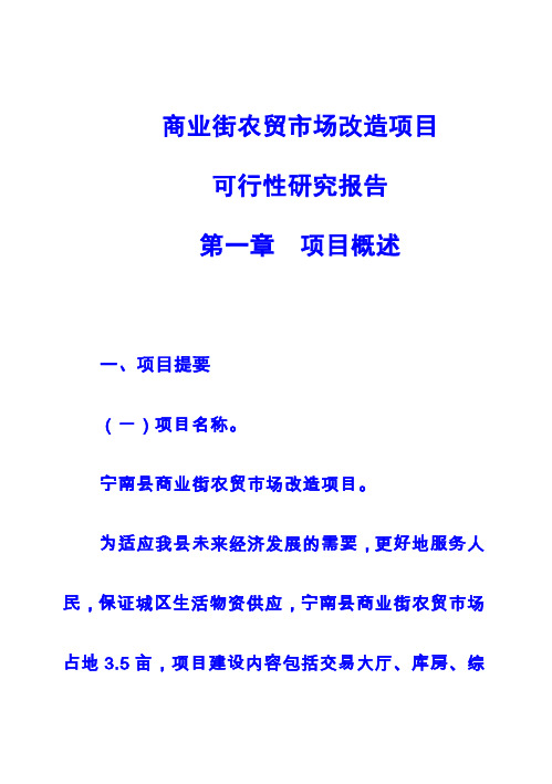 (强烈推荐)商业街农贸市场改造项目可研报告