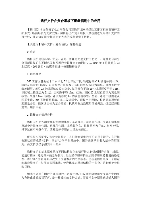 锚杆支护在复合顶板下煤巷掘进中的应用