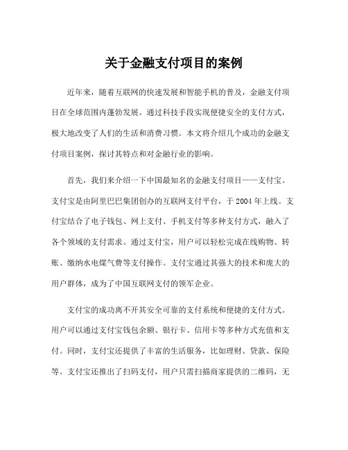 关于金融支付项目的案例