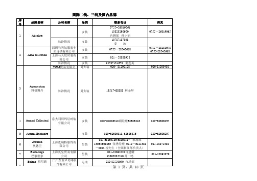 国际二三线及国内品牌