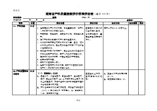 20151120-湖南省产科质量控制评价标准评估表