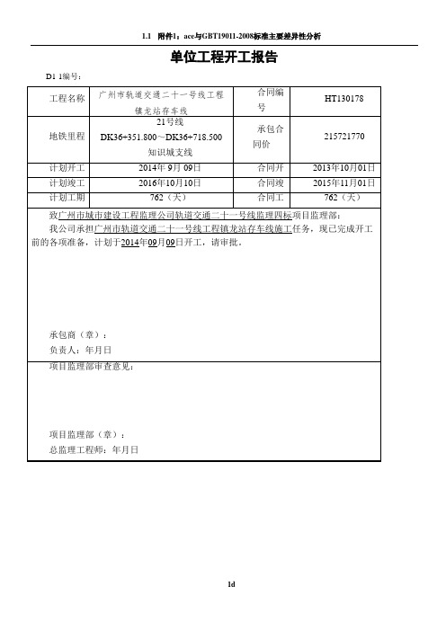 工程开工报告申请表.