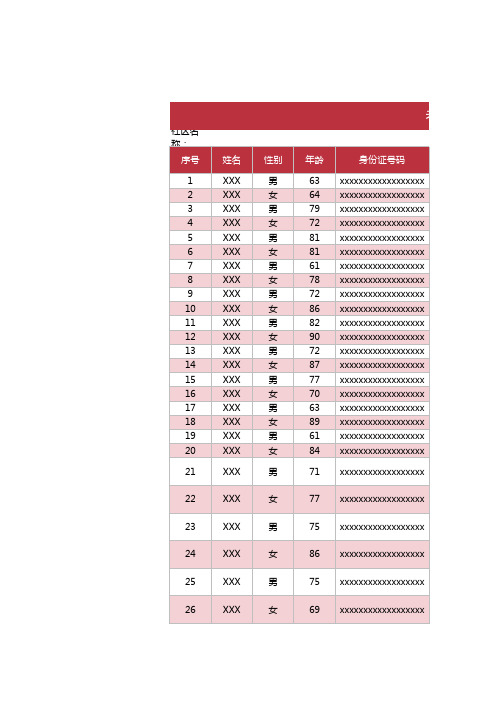 老人健康体检登记表