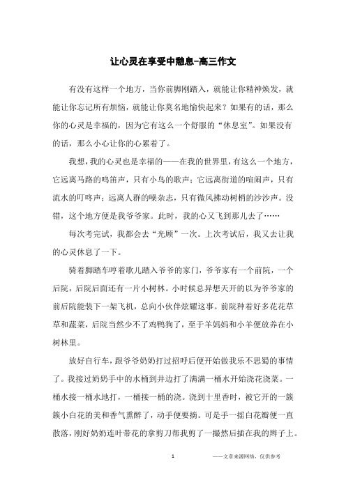 让心灵在享受中憩息-高三作文