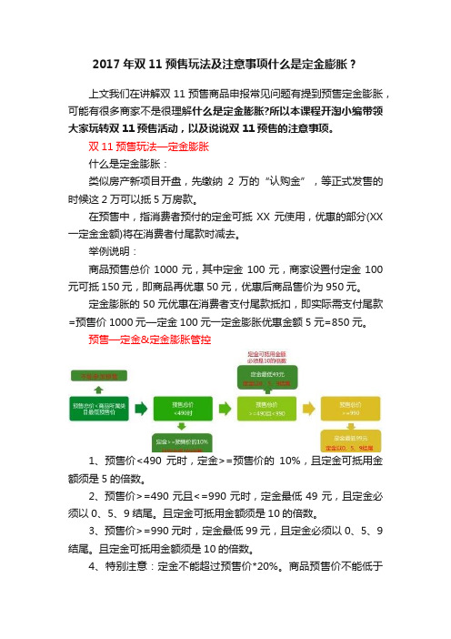 2017年双11预售玩法及注意事项什么是定金膨胀？