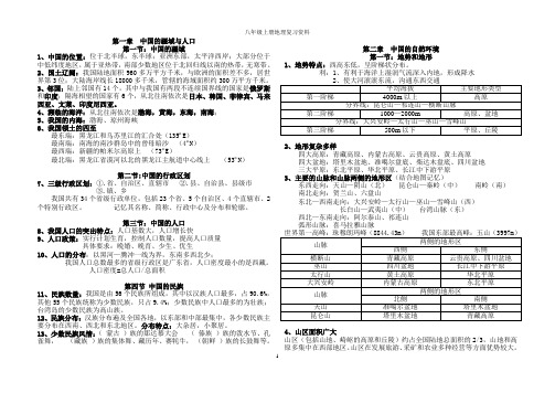 湘教版八年级地理上册复习提纲