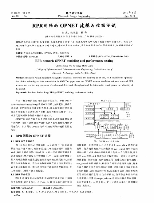 RPR网络的OPNET建模与性能测试