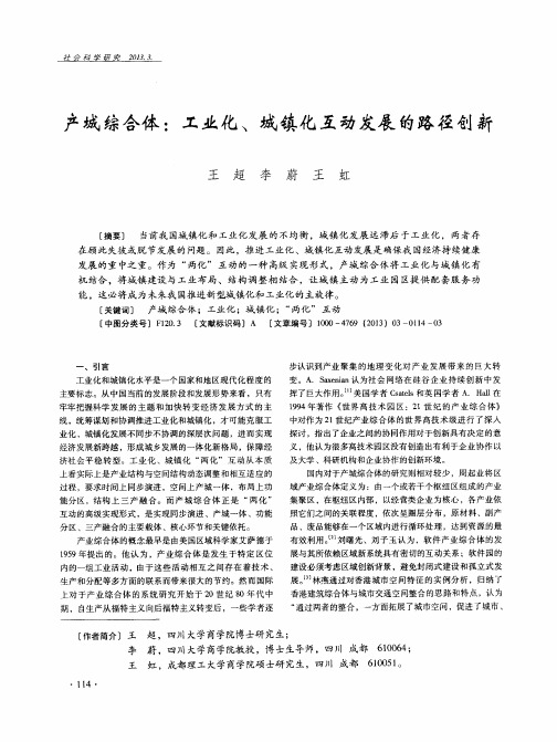 产城综合体：工业化、城镇化互动发展的路径创新