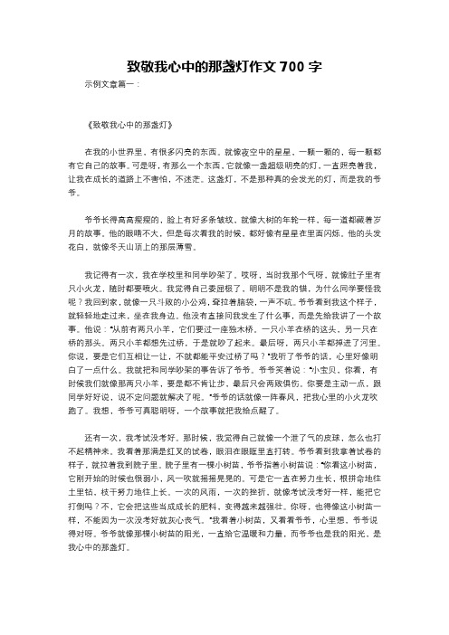 致敬我心中的那盏灯作文700字