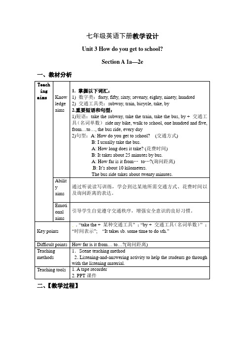 (完整版)人教版七年级下册英语unit3教学设计