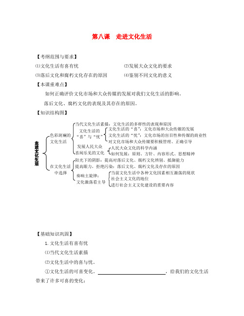 高中政治文化生活第八课  走进文化生活复习学案