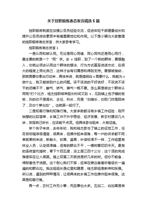 关于挂职锻炼表态发言精选5篇