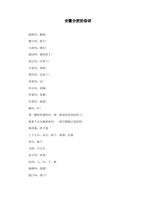 安徽合肥的俗语