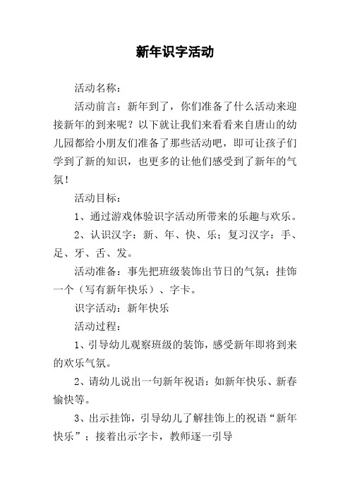 新年识字活动