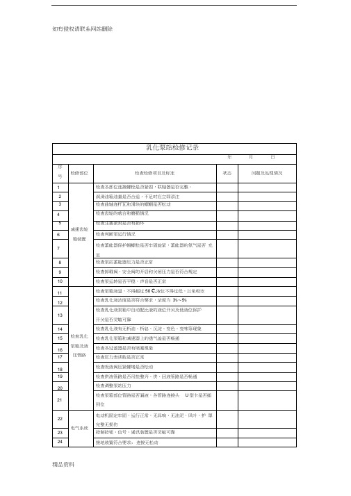 乳化泵站检修记录表教学内容