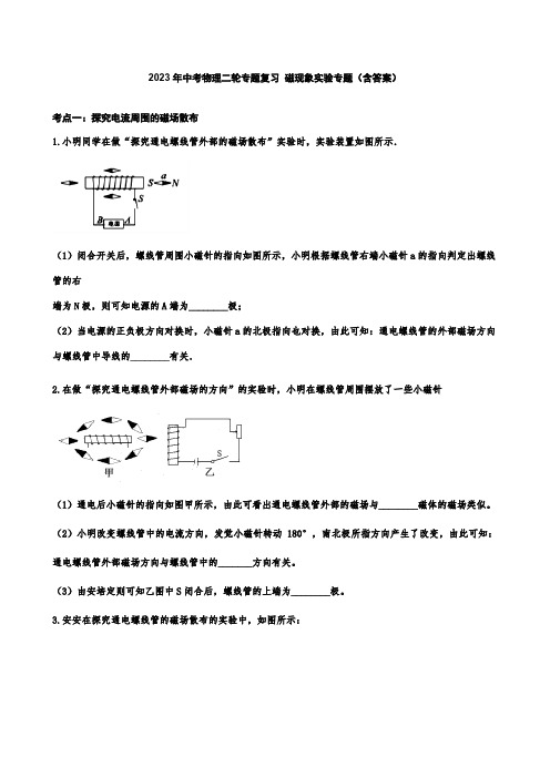 2023年中考物理二轮专题复习 磁现象实验专题(含答案)