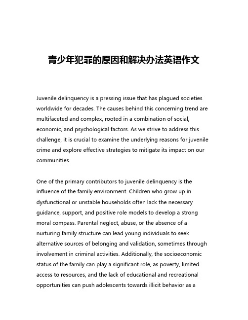 青少年犯罪的原因和解决办法英语作文