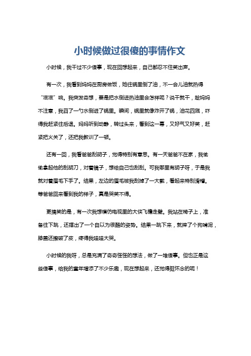 小时候做过很傻的事情作文