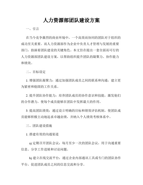 人力资源部团队建设方案