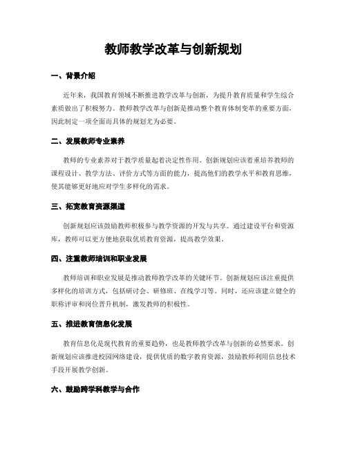 教师教学改革与创新规划