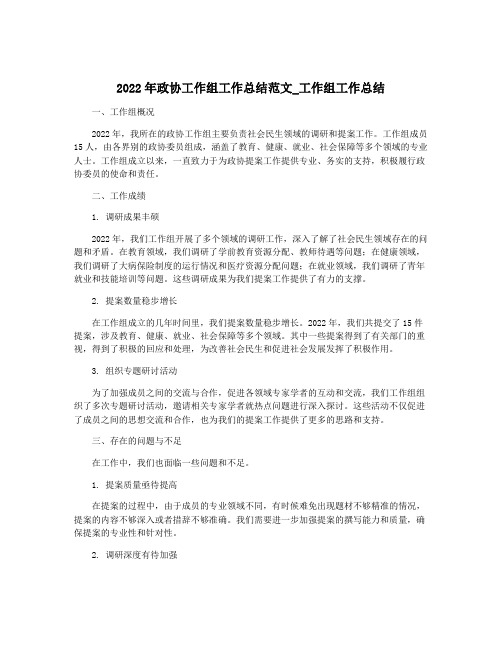 2022年政协工作组工作总结范文_工作组工作总结